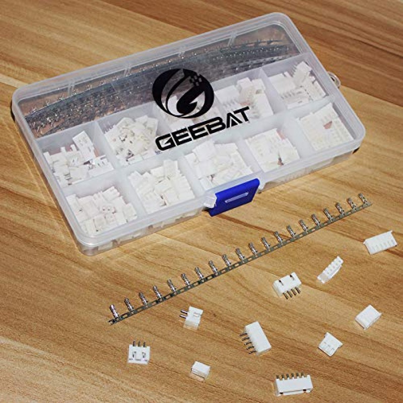 GeeBat 460pcs 2.54mm 암 핀 헤더 및 2/3/4/5/6 핀 하우징 커넥터 어댑터 플러그가 포함된 2.54mm JST-XH 커넥터 키트(JST 커넥터 키트)