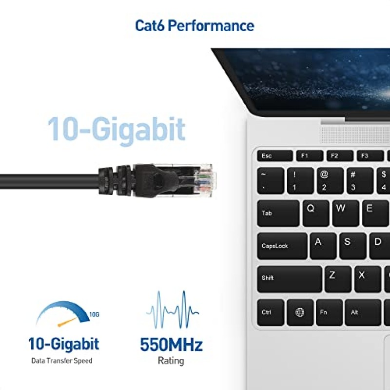 케이블 문제 10Gbps 5색 콤보 Snagless Cat 6 이더넷 케이블 10피트(Cat 6 케이블, Cat6 케이블, 인터넷 케이블, 네트워크 케이블)