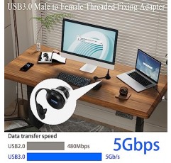 QIANRENON USB3.0 남성-여성 스레드 고정 어댑터 5Gbps USB3.0 플러그-소켓 원형 방수 변환기 USB3.0 데이터 커넥터 마운트 소켓, USB 데이터 전송/충전용