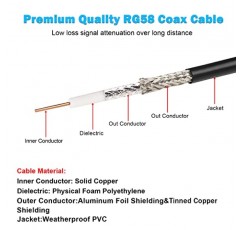 MOOKEERF SMA 남성 - SMA 남성 케이블 10피트,RG58 SMA 케이블 50ohm SMA 남성 - 남성 동축 케이블 3G/4G/LTE/GPS/RF 라디오/WiFi 안테나 애플리케이션용 저손실 SMA 확장 안테나 케이블