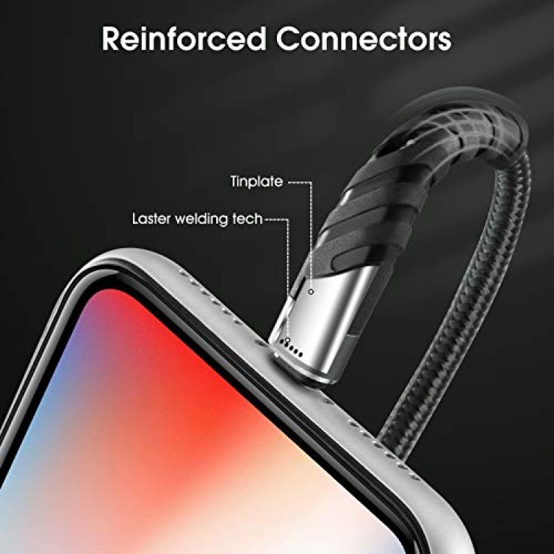 [MFi 인증]용 긴 iPhone 충전기 케이블(2팩) CyvenSmart 6피트 번개 케이블 iPhone 11/11 Pro/11 Pro Max/XS/XS Max/XR/X/8/8 Plus/용 고속 충전 코드 6피트 7/7 플러스-아미 그린