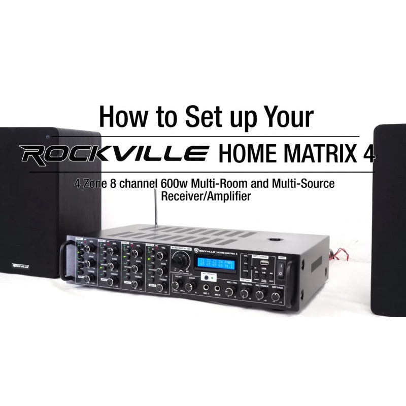 Rockville Home Matrix 4 구역 8 채널 600w 멀티룸/소스 수신기/앰프