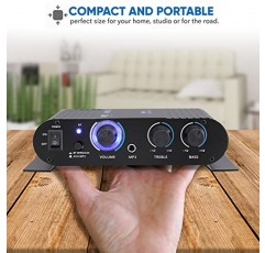 Pyle 무선 Bluetooth 홈 오디오 증폭기 - 90W 듀얼 채널 미니 휴대용 전원 스테레오 사운드 수신기(스피커 선택기, RCA, AUX, LED, 12V 어댑터 포함) - iPad, iPhone, PA, 스튜디오 사용 - PFA330BT