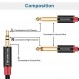 SHULIANCABLE 3.5mm 1/8" TRS - 듀얼 6.35mm 1/4" TS 케이블, iPhone, iPod, 멀티미디어 스피커 및 홈 스테레오 등용 모노 스테레오 Y-스플리터 오디오 케이블(15Ft/5M)