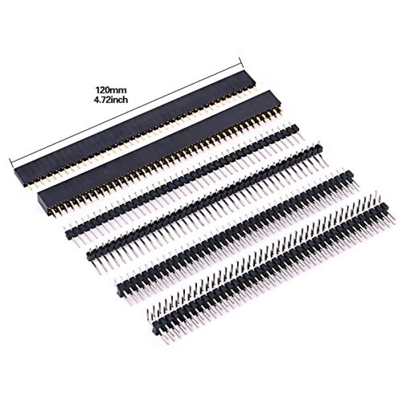 Glarks 112Pcs 2.54mm 남성 및 여성 핀 헤더 커넥터 분류 키트, 100pcs 스택형 쉴드 헤더 및 Arduino 프로토타입 쉴드용 12pcs 분리형 PCB 보드 핀 헤더