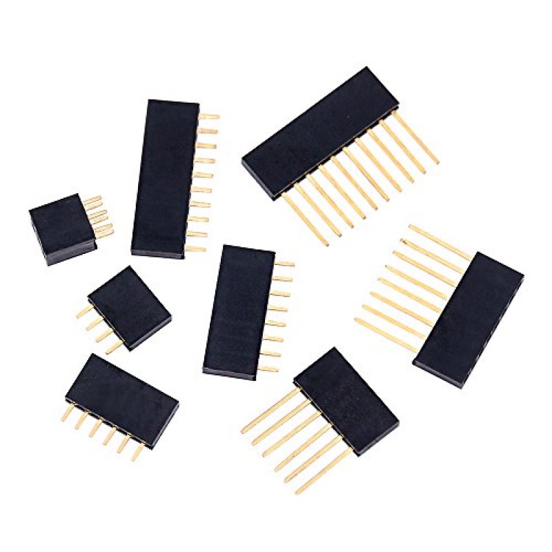 Glarks 112Pcs 2.54mm 남성 및 여성 핀 헤더 커넥터 분류 키트, 100pcs 스택형 쉴드 헤더 및 Arduino 프로토타입 쉴드용 12pcs 분리형 PCB 보드 핀 헤더