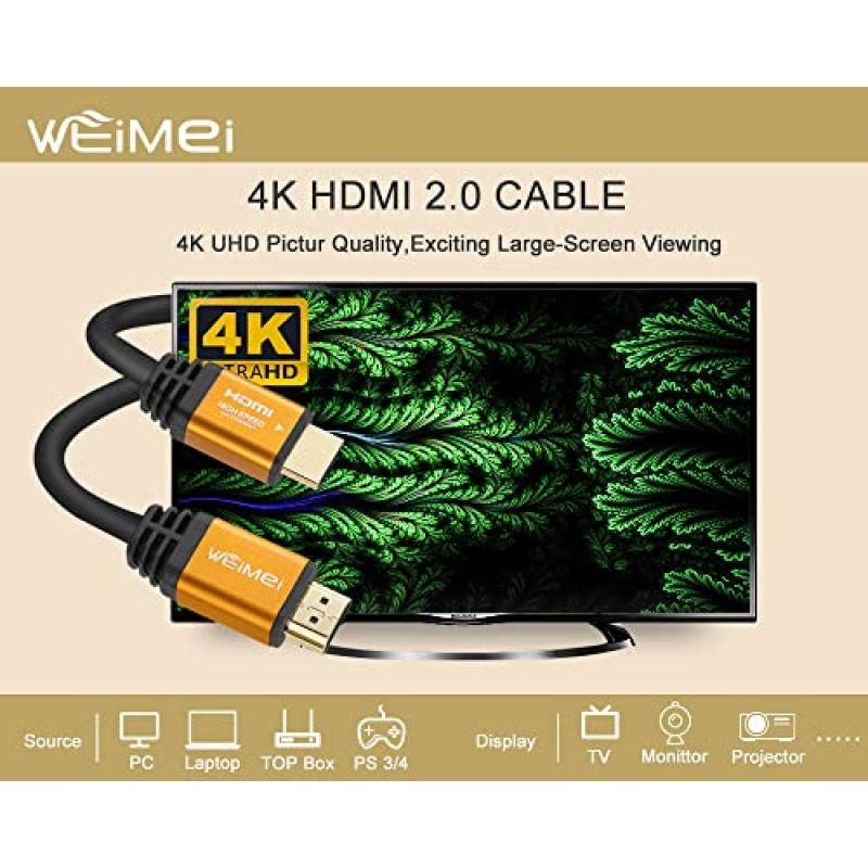 WEIMEI 100피트 4K HDMI 케이블 2.0 HDMI 코드 100피트, IC 부스터 지원 4K@60Hz UHD 2160P 이더넷 3D ARC, 금도금 커넥터 및 구리 도체(선택 가능)