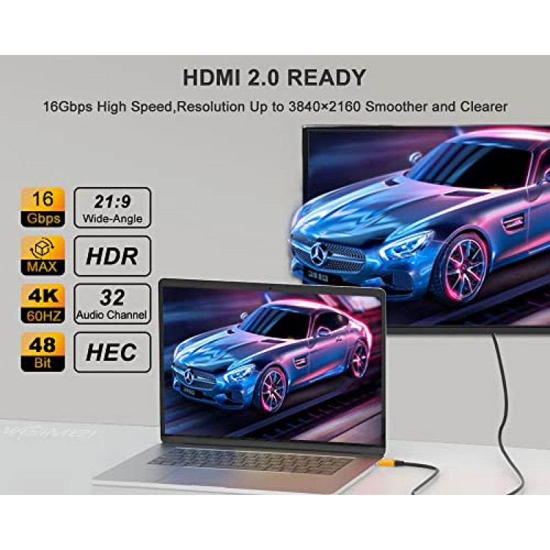 WEIMEI 100피트 4K HDMI 케이블 2.0 HDMI 코드 100피트, IC 부스터 지원 4K@60Hz UHD 2160P 이더넷 3D ARC, 금도금 커넥터 및 구리 도체(선택 가능)