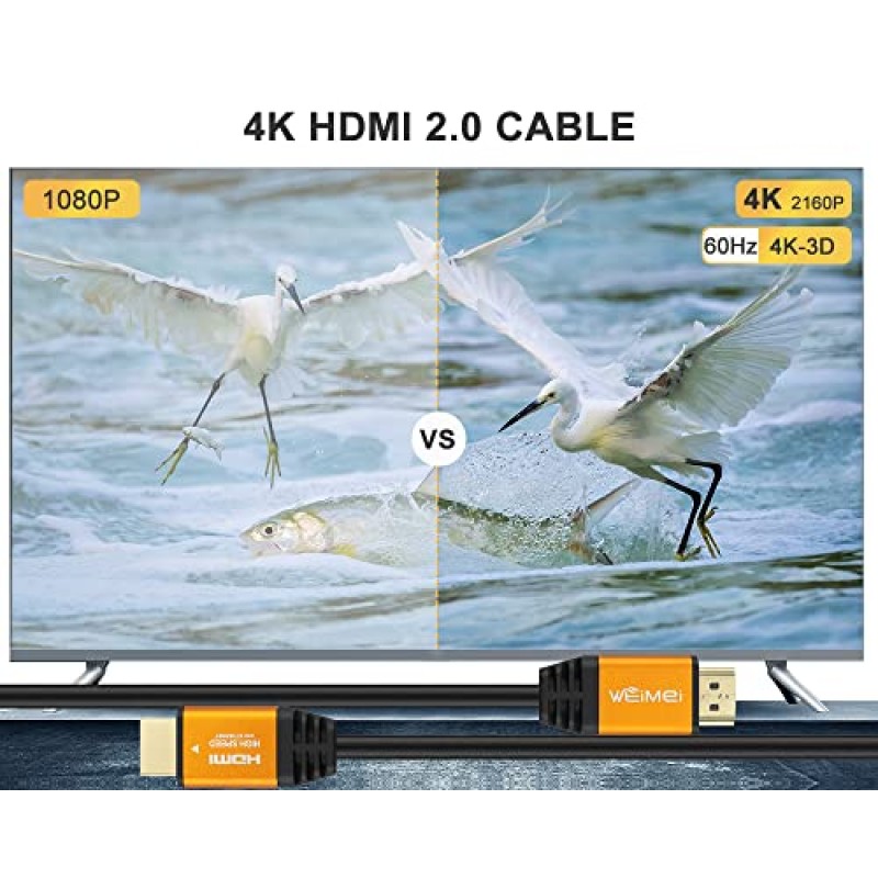 WEIMEI 100피트 4K HDMI 케이블 2.0 HDMI 코드 100피트, IC 부스터 지원 4K@60Hz UHD 2160P 이더넷 3D ARC, 금도금 커넥터 및 구리 도체(선택 가능)