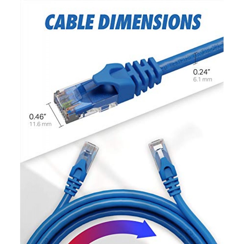 Ultra Clarity 케이블 Cat6 이더넷 케이블, 100피트 - RJ45, LAN, UTP CAT 6, 네트워크 코드, 패치, 긴 인터넷 케이블 - 100피트 - 파란색