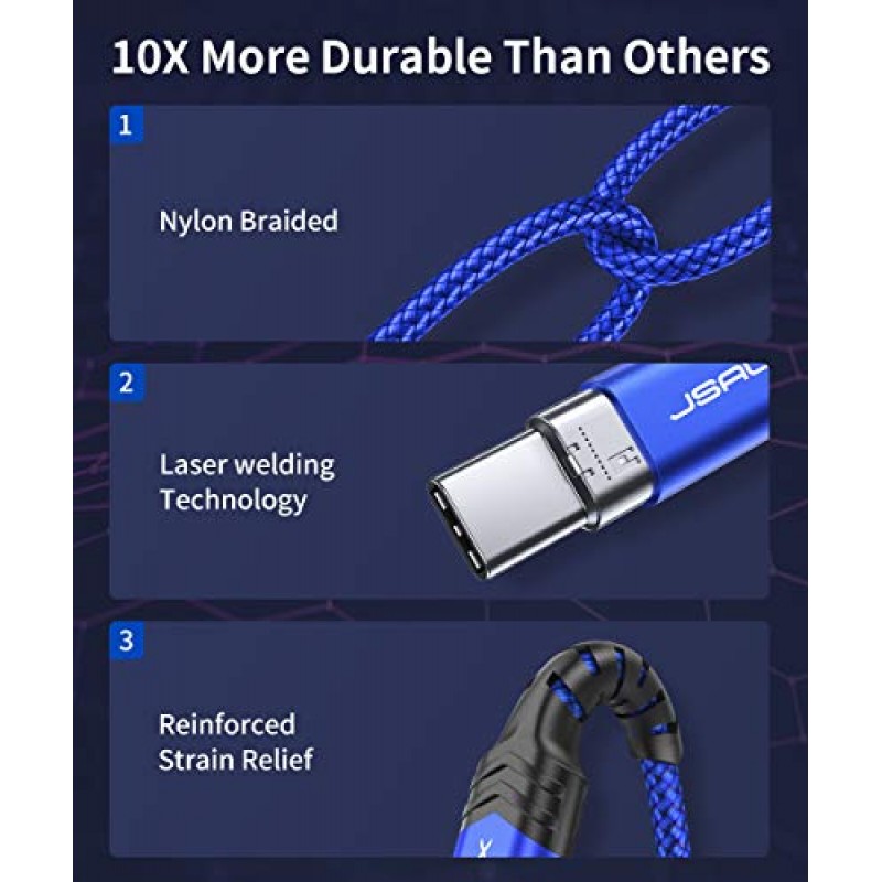 JSAUX USB C - 3.5mm 오디오 Aux 잭 케이블[3.3피트], Type C 어댑터 - 3.5mm 헤드폰 스테레오 코드 차량용 휴대폰 15 Pro Max/15 Pro/15 Plus, iPad Pro, Samsung Galaxy S23 S22 Ultra, Pixel-Blue와 호환 가능