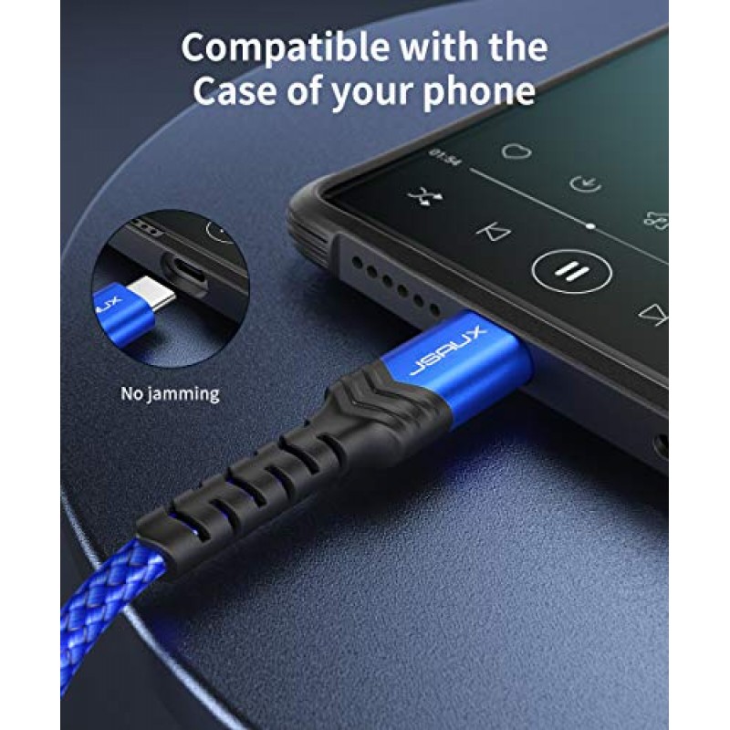 JSAUX USB C - 3.5mm 오디오 Aux 잭 케이블[3.3피트], Type C 어댑터 - 3.5mm 헤드폰 스테레오 코드 차량용 휴대폰 15 Pro Max/15 Pro/15 Plus, iPad Pro, Samsung Galaxy S23 S22 Ultra, Pixel-Blue와 호환 가능