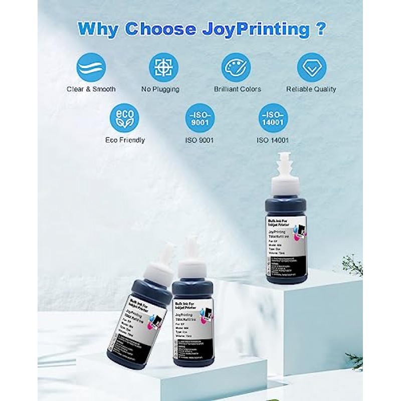 JoyPrinting 664 검정 잉크 리필 호환 Epson 664 잉크 리필 병 Epson ET-2550 ET-2650 ET-2500 ET-2600 ET-4500 ET-14000 L100 L110 L120 L200 L210 L300 L350 L355 L550 L555 (3 검정)