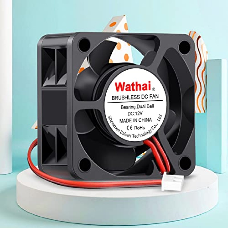 Wathai 40mm x 20mm 12V 듀얼 볼 베어링 DC 브러시리스 냉각 팬, 12 볼트 PSU 교체, DIY 소형 전자 장비 냉각