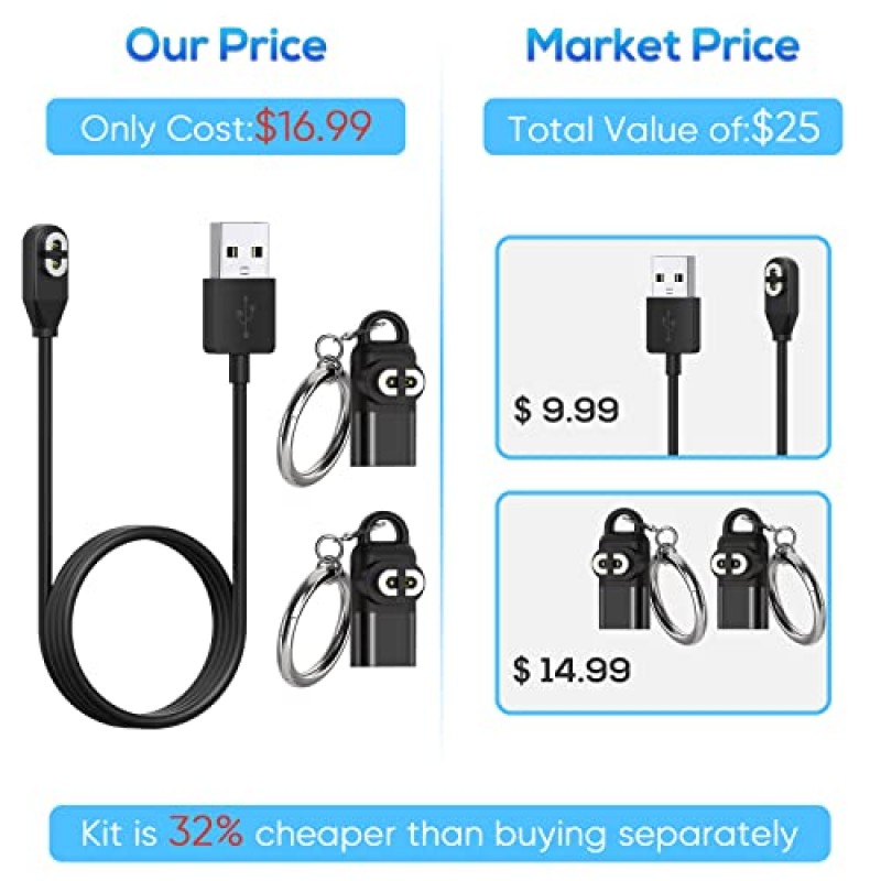 AfterShokz Aeropex AS800 & Shokz OpenRun Pro & OpenRun & OpenRun Mini & OpenComm용 충전 케이블 교체, AfterShokz Aeropex 골전도 헤드폰용 C형 어댑터가 있는 USB 충전기 코드