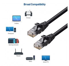 Cable Matters 10팩 Snagless Cat 6 이더넷 케이블 10피트(Cat 6 케이블, Cat6 케이블, 인터넷 케이블, 네트워크 케이블) 검정색