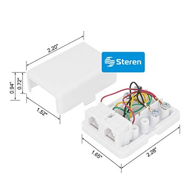 전화 잭 벽면 플레이트 - 잭 박스 - 벽면 잭 - 표면 플레이트 - 전화 박스 - 잭 플레이트 스위치 - 전화 잭 벽면 플레이트 - 전화 정션 박스 - 300-146WH 4C 2- Tel 표면 잭 - STEREN