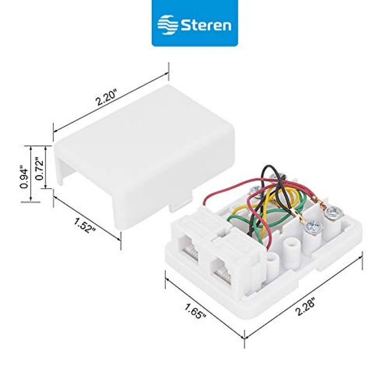 전화 잭 벽면 플레이트 - 잭 박스 - 벽면 잭 - 표면 플레이트 - 전화 박스 - 잭 플레이트 스위치 - 전화 잭 벽면 플레이트 - 전화 정션 박스 - 300-146WH 4C 2- Tel 표면 잭 - STEREN