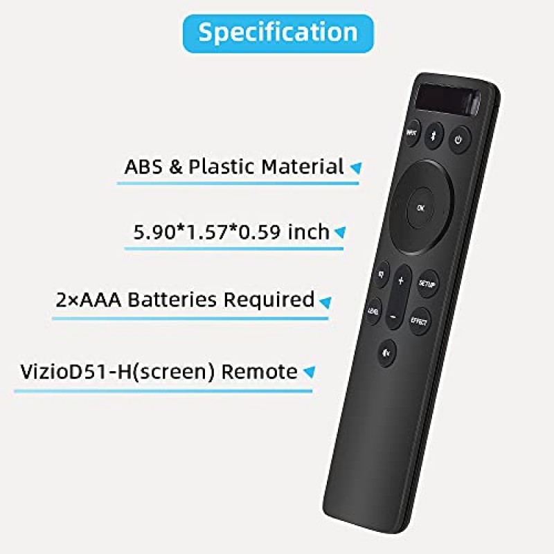 UNOCAR 백라이트 디스플레이 Vizio 5.1 2.1 용 Bluetooth 원격 교체 홈 시어터 사운드 바 사운드 바 스피커 시스템 교체 제어 V21d-J8 V21x-J8 V21-H8 V51x-J6 V51-H6 M21d-H8R M51ax-J6