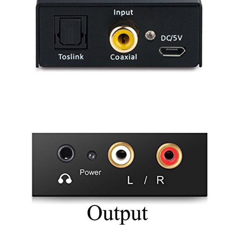 오디오 변환기, 아날로그 RCA 및 AUX 3.5mm(헤드폰) 출력에 대한 디지털 광 Toslink 및 동축 입력을 갖춘 AMANKA 디지털-아날로그 오디오 디코더 광섬유 케이블 포함