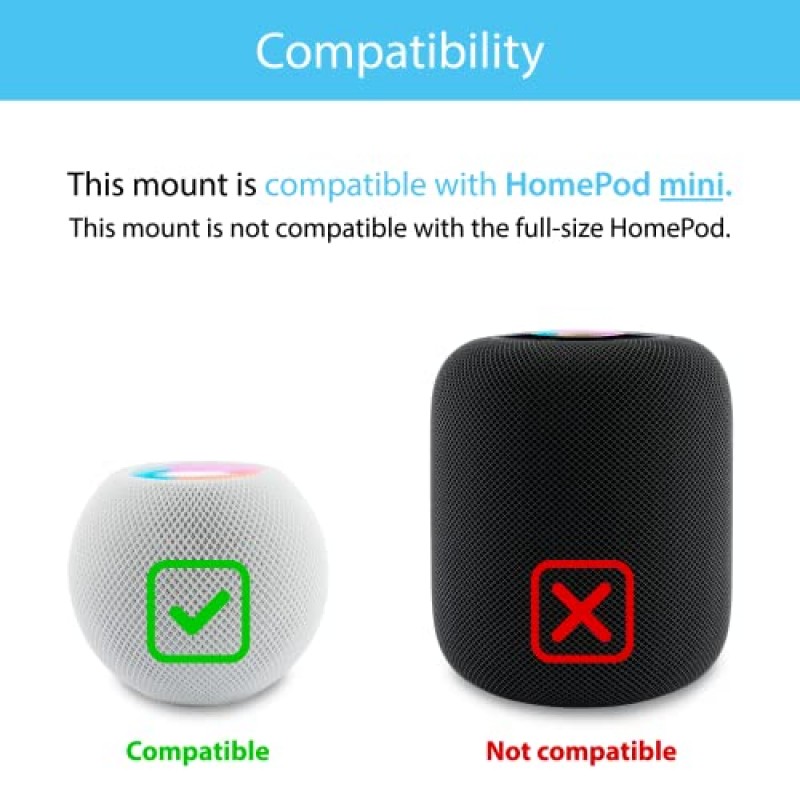 HomePod Mini와 호환되는 TotalMount - 구멍 없는 디자인으로 벽에 구멍을 뚫을 필요가 없음(프리미엄 화이트 - 구멍 없는 마운트)