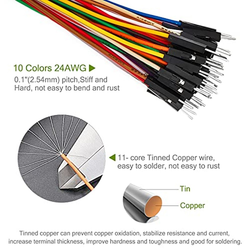 Chanzon 120pcs 30cm 긴 헤더 점퍼 와이어 Dupont 케이블 라인 커넥터 모듬 키트 (남성 여성 M-M M-F F-F) Arduino Raspberry pi 전자 브레드 보드 Protoboard PCB 보드 용 솔더리스 멀티 컬러