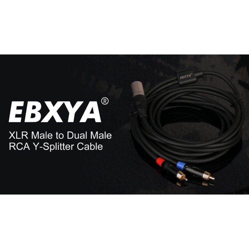 EBXYA XLR - RCA Y 분배기 케이블 - XLR 수 - 이중 RCA 수 마이크 코드 어댑터 10피트, 검정색