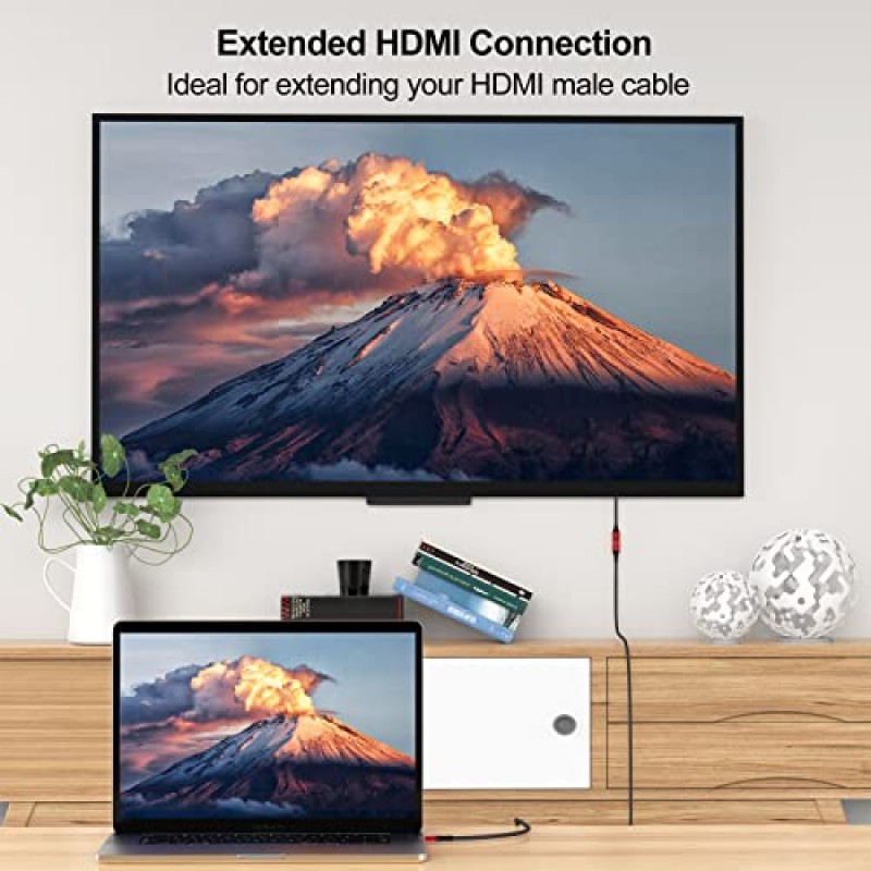 HDMI 연장기 8K HDMI 연장 케이블 1.5FT 5팩, HDMI 2.1 암수 어댑터 연장 코드 8K@60Hz, 4K@120Hz, 2K,3D,HDR Roku TV 스틱, HDTV, PS5/PS4, 노트북, 모니터, 프로젝터와 호환 가능