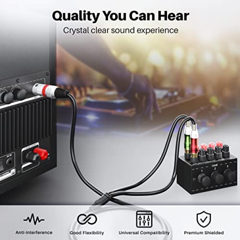 GearIT XLR 수-2 RCA 수 Y-스플리터 케이블(3.3피트) 듀얼 2 RCA-1 XLR 수-수 - 홈 시어터 믹서 증폭기용 언블런스 플러그 Hi-Fi 시스템 마이크, 3.3피트