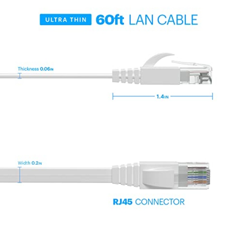 Amcrest CAT6E 4K 등급 비디오 POE 이더넷 케이블 PoE 보안 IP 카메라, 스마트 TV, PS4, Xbox One, 라우터, 노트북, 컴퓨터, 홈용 60피트 인터넷 고속 네트워크 케이블(4PACK-CAT6ECABLE60)