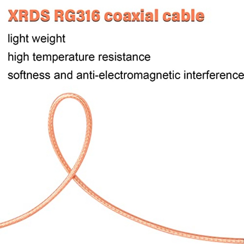 XRDS -RF BNC 케이블 1FT, 50Ω BNC 케이블 BNC 수 - BNC 수 케이블 BNC RG316 안테나 스캐너 또는 핸드헬드 햄 라디오용 안테나 케이블(2개)