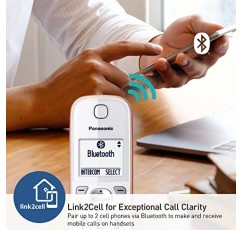 Link2Cell Bluetooth, 음성 보조 장치, 자동 응답기 및 통화 차단 기능을 갖춘 Panasonic 무선 전화기, 무선 핸드셋 2개가 포함된 확장형 시스템 - KX-TGD862G(로즈 골드)