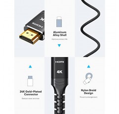 Highwings 미니 HDMI - HDMI 케이블 10FT, (4K 60Hz) 고속 HDMI - 미니 HDMI 남성 양방향 2.0 코드, 태블릿, 카메라 및 캠코더용 미니 HDMI 어댑터 [알루미늄 쉘, 나일론 브레이드] 검정색