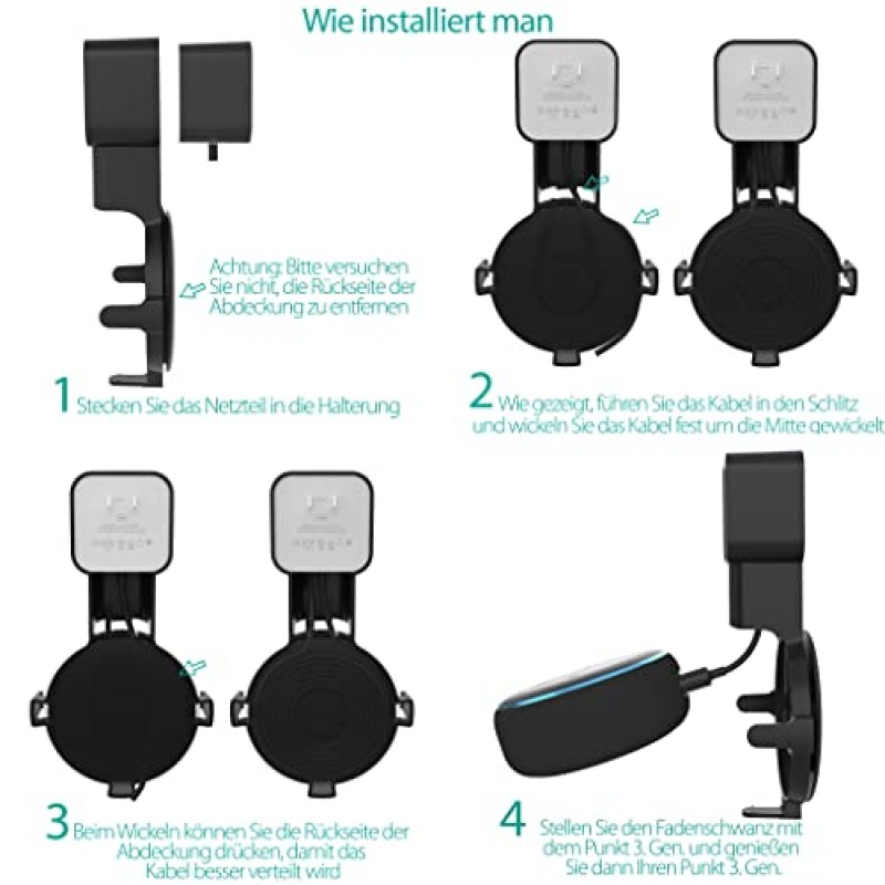 콘센트 벽걸이 홀더, 에코 도트용 플러그 벽걸이 스탠드 지저분한 전선이 없는 알렉사용 3세대 스마트 홈 스피커 행거 공간 절약 나사 없음 소음 없음(1팩, 흰색)