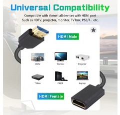 Duttek 8K HDMI 연장 케이블, 48Gbps HDMI - HDMI 2.1 케이블, 매우 얇은 HDMI 남성 - 여성 케이블, PC, 노트북, TV, Xbox, PS5, PS4 12인치/30cm용 8K@60Hz 비디오 포함