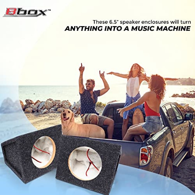 Atrend Bbox Pro 오디오 튜닝 6.5인치 스피커 인클로저 - 사운드와 베이스를 향상시키는 프리미엄 스피커 - 자동차 또는 트럭용 니켈 마감 스피커 터미널 - 18게이지 오디오 케이블 - 스피커 2개 세트(차콜)