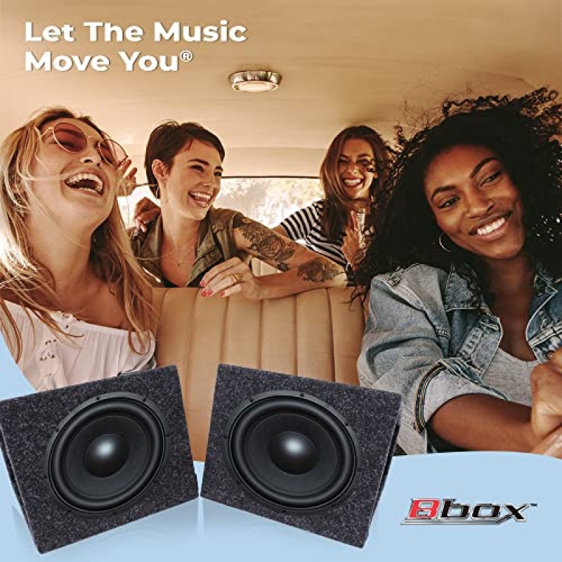 Atrend Bbox Pro 오디오 튜닝 6.5인치 스피커 인클로저 - 사운드와 베이스를 향상시키는 프리미엄 스피커 - 자동차 또는 트럭용 니켈 마감 스피커 터미널 - 18게이지 오디오 케이블 - 스피커 2개 세트(차콜)