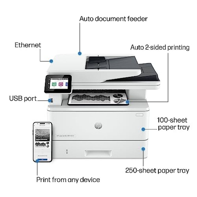 HP 레이저젯 프로 MFP 4101fdn 흑백 프린터(팩스 포함)