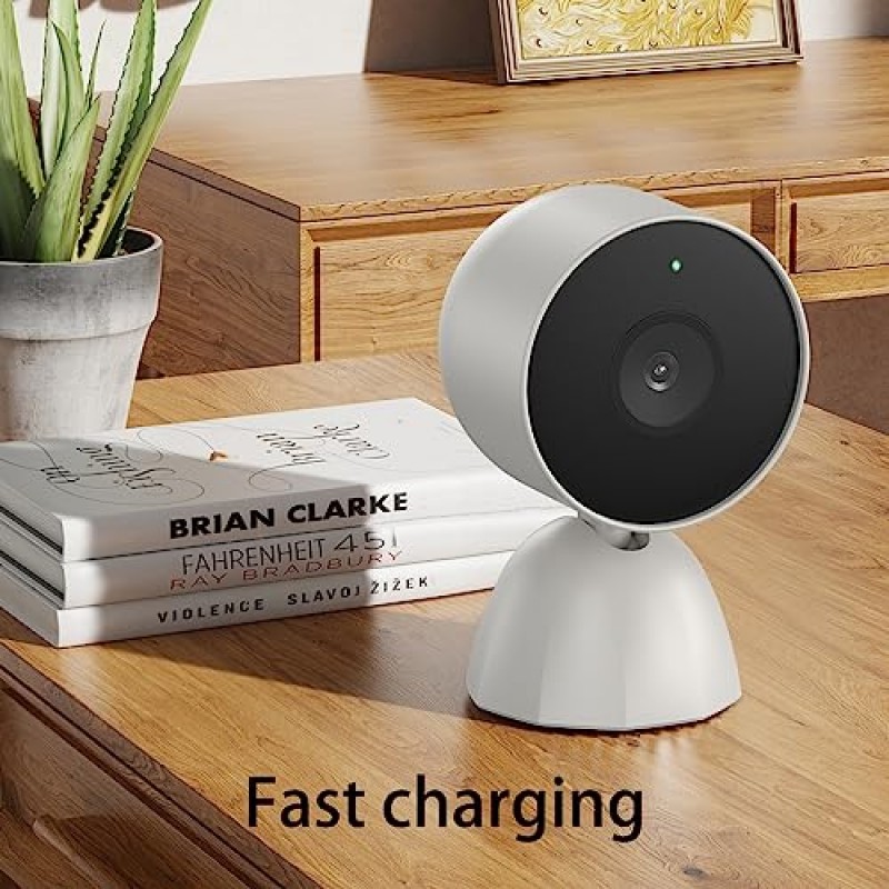 Google Nest Cam 배터리용 Rounkin 충전 스탠드, Nest Cam용 9.8피트 케이블로 교체 가능한 유선 탁상용 스탠드, Google Nest Cam 배터리용 충전 베이스(Nest Cam은 포함되지 않음) 흰색