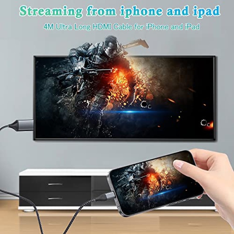 iPhone용 HDMI 케이블 2m 업그레이드된 1080P HDTV HDMI 케이블 어댑터 커넥터 iPhone/iPad 장치용 디지털 AV 비디오 동기화 화면 호환 변환기 전원 필요 없음 회색