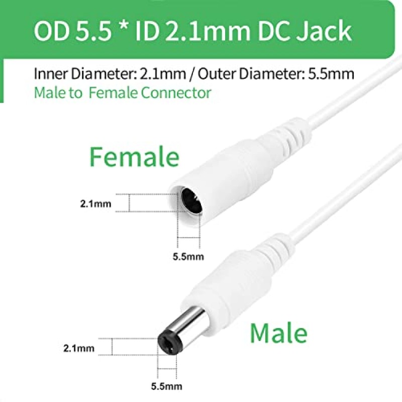 Security-01 CCTV 보안 카메라 DVR 독립형용 DC 12V 전원 연장 케이블, 33FT(10m) DC 연장 코드 5.5mm x 2.1mm 5521