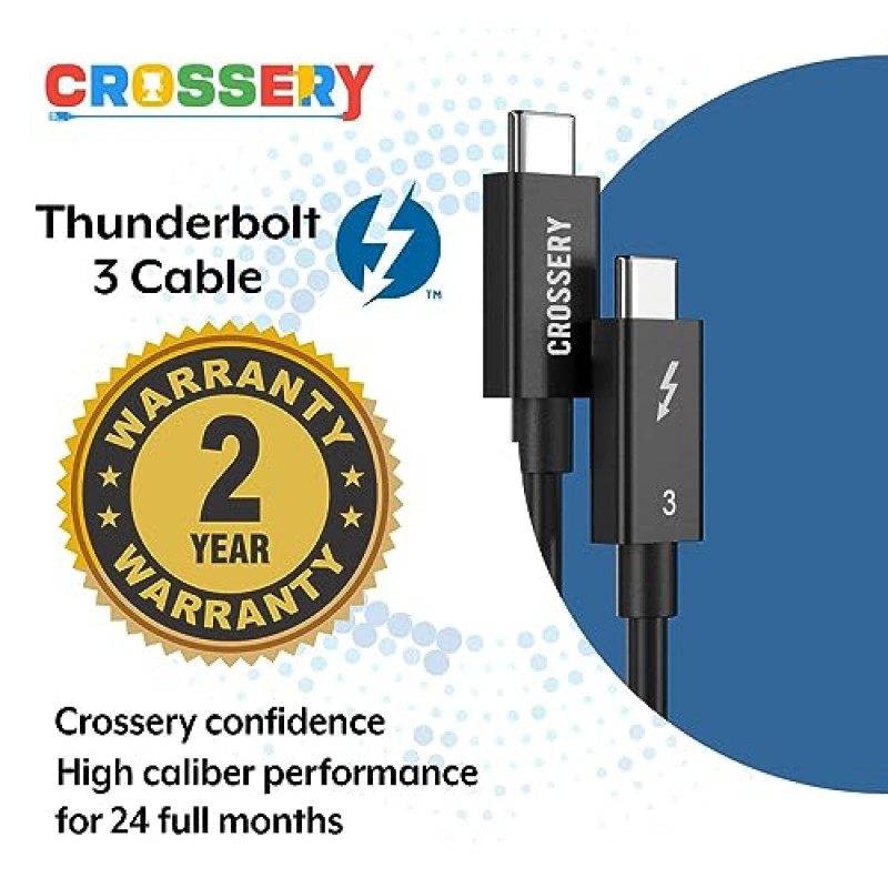 Mac용 Crossery Thunderbolt 3 케이블 1m 길이는 100W 충전, 40Gbps 데이터 전송 USB C 지원, Type-C Mac용 iMac MacBook Pro Dell iPad Air 4 iPad Pro 2020 픽셀 허브 도킹 - 2팩