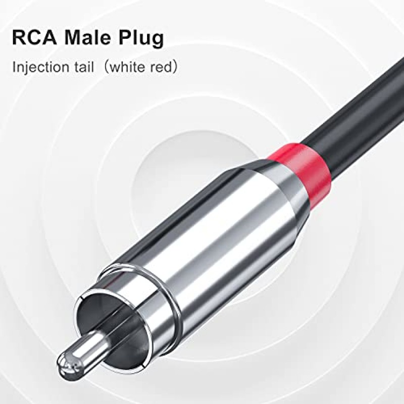 Ancable RCA - 스피커 와이어, [18AWG 6.5피트] 2채널 헤비 RCA 수 어댑터 - 베어 와이어 개방형 오디오 케이블, 2팩