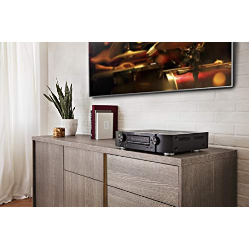 Marantz NR1510 UHD AV 수신기 – 슬림형 5.2채널 홈 시어터 앰프, Dolby TrueHD 및 DTS-HD 마스터 오디오 | 알렉사 호환 | Wi-Fi, Bluetooth 및 HEOS Black을 통해 음악 스트리밍