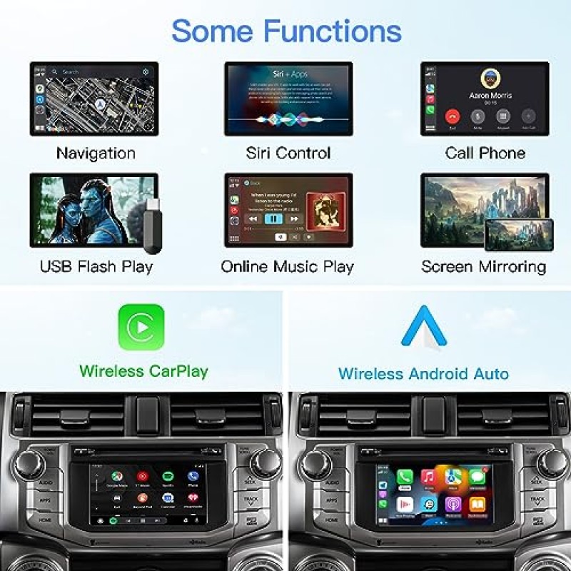 Autoabc 무선 Carplay/Android 자동 어댑터(Entune2.0 포함) 2014 2015 2016 2017 2018 2019 Tundra/Highlander/RAV4/Tacoma/Camry/Corolla/Avalon/Prius/CH-R/Sienna에 적합