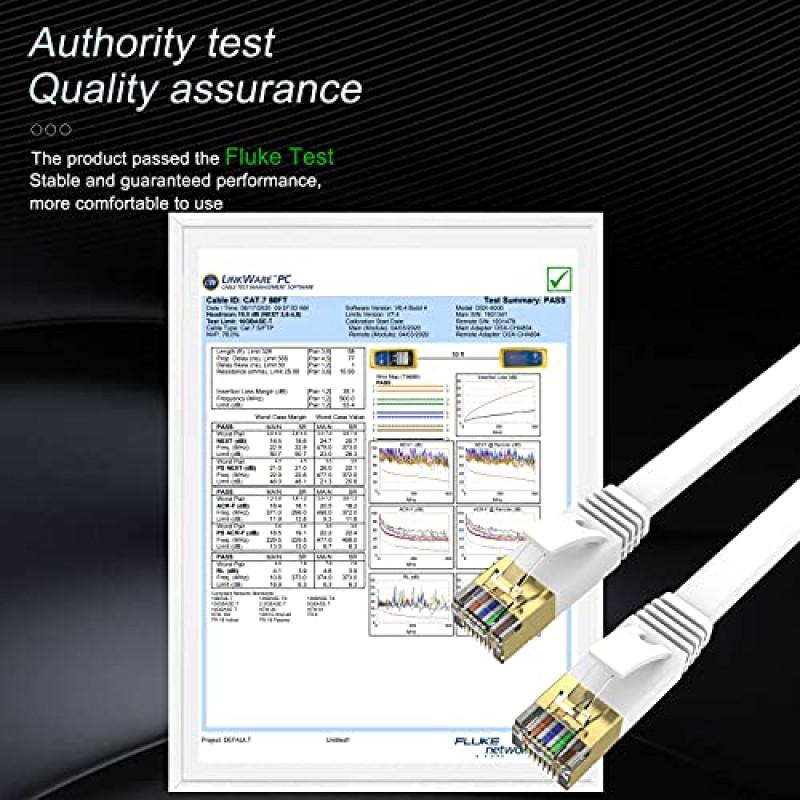 LEKVKM Cat 6 이더넷 케이블 실외 및 실내 지원용 50피트 고속 RJ45 인터넷 케이블 CAT6 네트워크 PC용 솔리드 슬림 화이트 플랫 컴퓨터 LAN