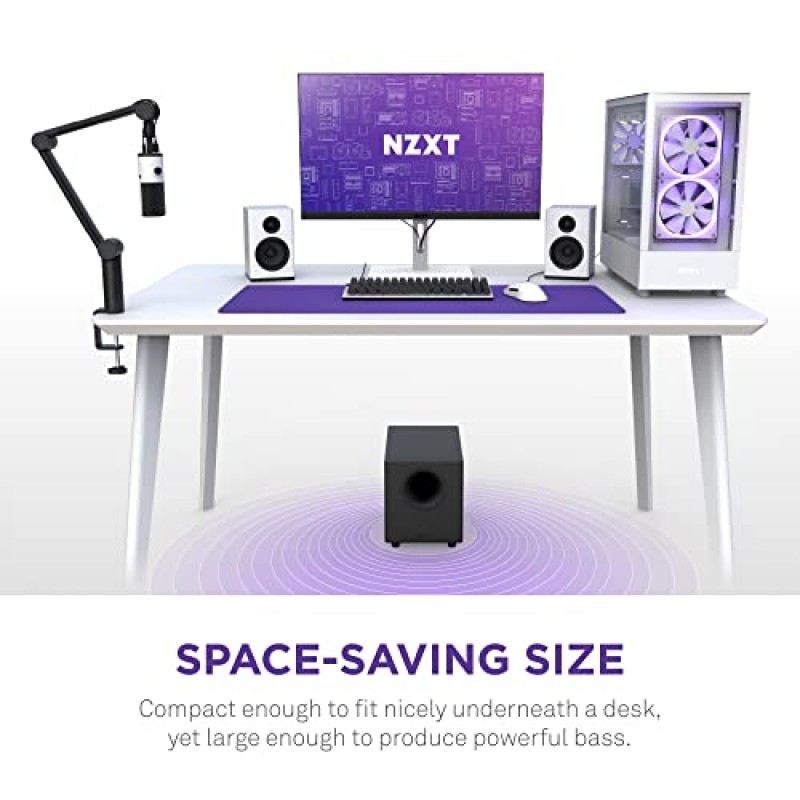 NZXT Relay PC 게이밍 서브우퍼 - AP-SUB80-US - 깊고 강력한 저음 - 컴팩트한 디자인 - 140W - 다운파이어링 6.5