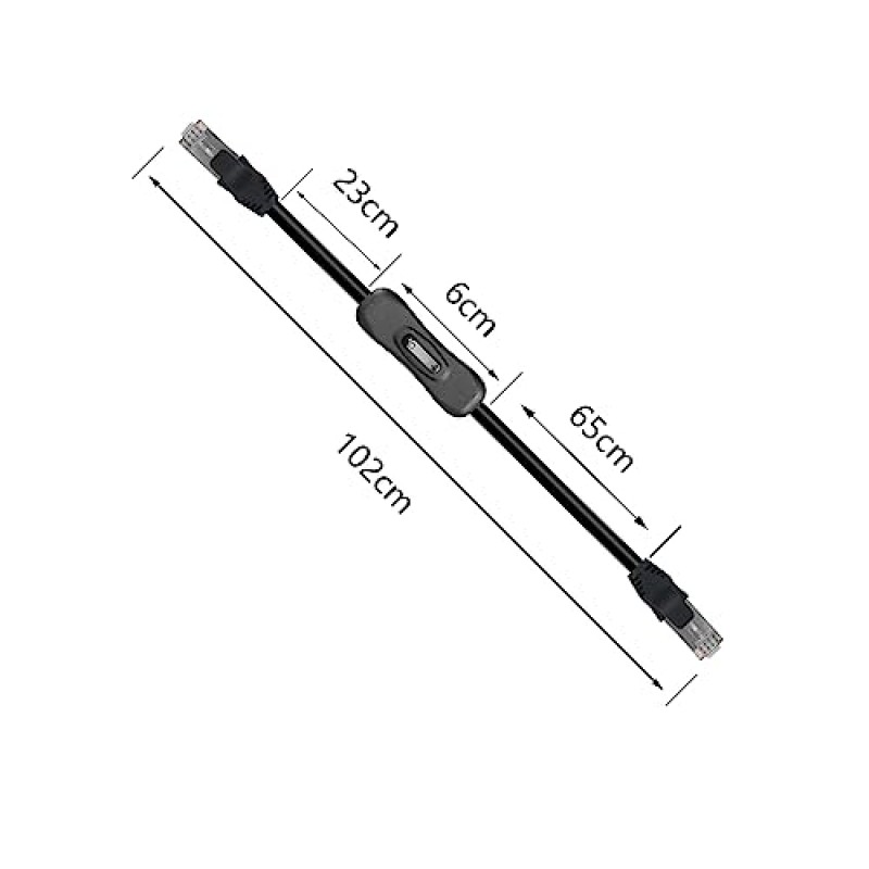 RIIEYOCA Cat6 이더넷 패치 케이블 스위치 On/Off RJ45 남성-여성 고속 인터넷 네트워크 케이블 LAN(연결 해제 스위치 포함), 검정색(1M/3.3Ft)