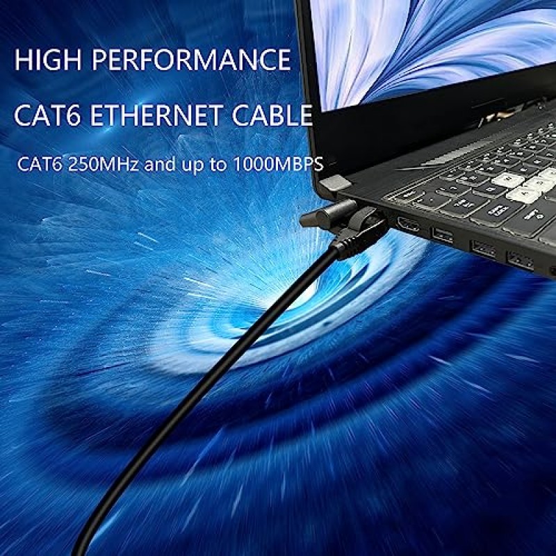 RIIEYOCA Cat6 이더넷 패치 케이블 스위치 On/Off RJ45 남성-여성 고속 인터넷 네트워크 케이블 LAN(연결 해제 스위치 포함), 검정색(1M/3.3Ft)