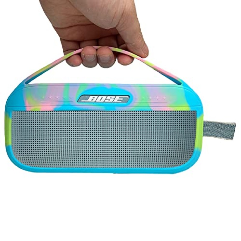 Bose SoundLink Flex Bluetooth 휴대용 스피커용 JCHPINE 다채로운 실리콘 커버 케이스, Bose SoundLink Flex 스피커 액세서리용 보호 스킨 슬리브(케이스 전용)(블루/핑크)